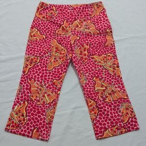 Lilly Pulitzer Butterfly Print Pants in Pink Orange & White